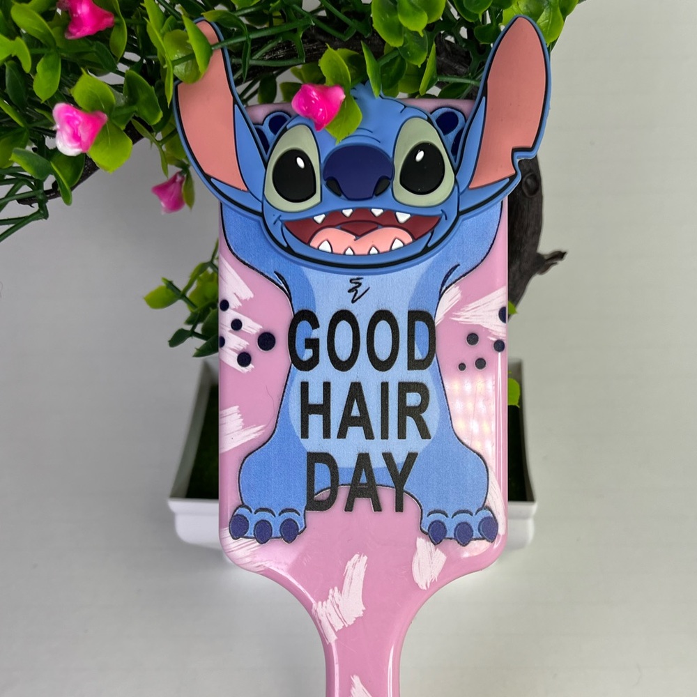Blue Multicolor Stitch Hair Brush, Hair Detangler,  Cartoon Hair Accessories